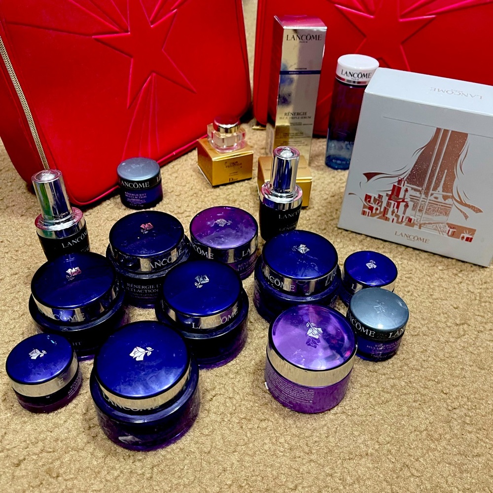 Lots of empty Lancôme face and eye cream jars…some Dior and Chanel also